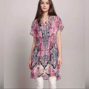 NWT Johnny Was Pink and Blue Patterned Dress $388